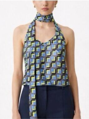 Wildfang The Empower Satin Cami Adjustable Straps Geo Print Sz S